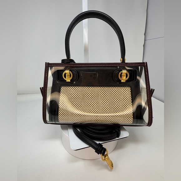 Tory Burch Lee Radziwill Leather-Trimmed Canvas Small Satchel with Raincoat - Picture 12 of 15